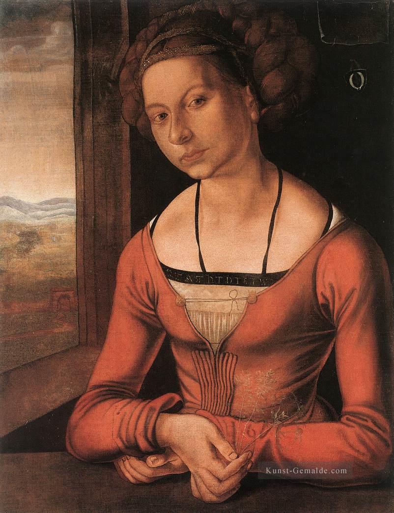 Bildnis eines jungen Furleger mit ihrem Haar Done Up Nothern Renaissance Albrecht Dürer Ölgemälde